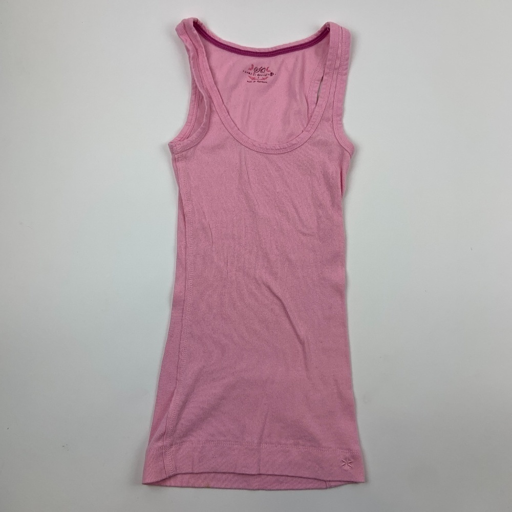 So Tank Top Girls Small Round Neck Solid Pink